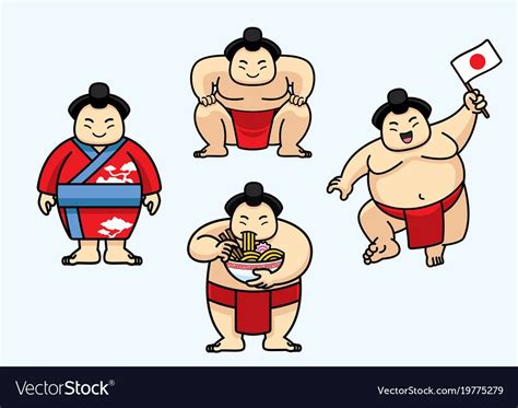 Vector Set Of Cute Sumo Japan Character Download A Free Preview Or