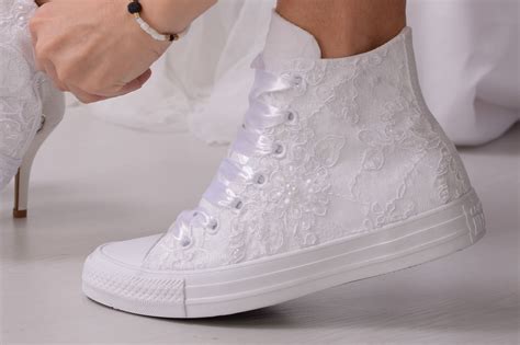 Luxury White Wedding Converse High Top Awesome Converse Shoes Lace