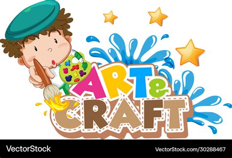 Font Design For Word Art And Craft With Boy Vector Image