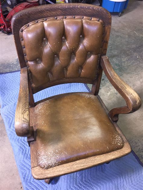 Ford And Johnson Company Chicago Desk Chair Wleather My Antique
