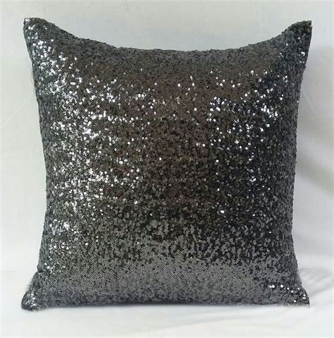 Sequin Pillow Decorative Charcoal Gray Glitzy Pillow Cover Etsy