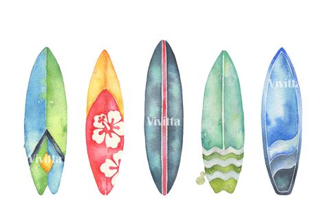 surfing watercolor clipart set by vivitta thehungryjpeg