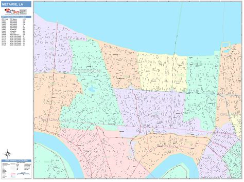 Metairie Louisiana Wall Map Color Cast Style By Marketmaps