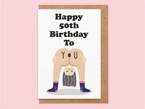 50th Birthday Card Funny Naked Woman 50th Birthday Card For Etsy UK
