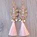 Nude Tassel Earrings Long Sparkling Bridal Earrings Pink Etsy