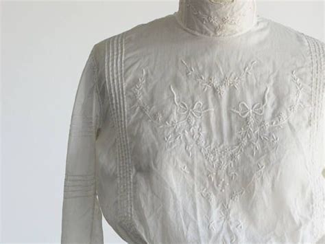 Vintage 1900s Victorian Embroidered Blouse Antique Edwardian Etsy