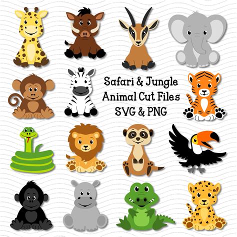 Zoo Animal Cut Files Jungle Animal Svg Safari Animal Clip Art Cute