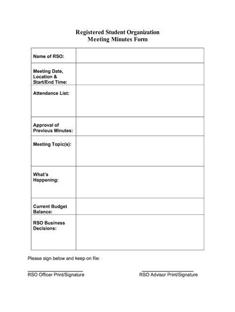 Meeting Minutes Template Fill Online Printable Fillable Blank