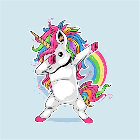 Dabbing Unicorn With Cute Rainbow Hair 1309963 Vector Art At Vecteezy