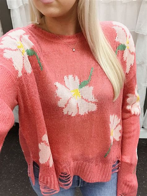 Seco Sweater Lovely Floral Knit Floral Knit Sweaters Floral Sweater