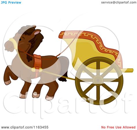 Cartoon Of An Ancient Horse Drawn Chariot Royalty Free Vector Clipart