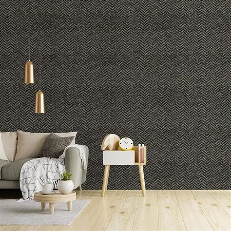 177x236 Black Grasscloth Peel And Stick Wallpaper Textured Linen