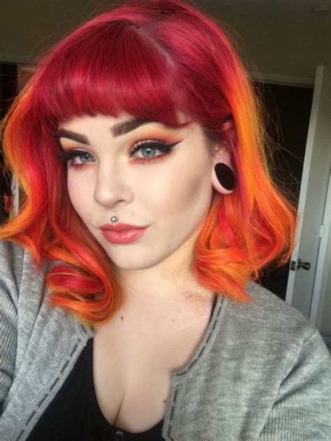 Short Red To Orange Ombre Hair Red Hair Color Hair Inspo Color Cool