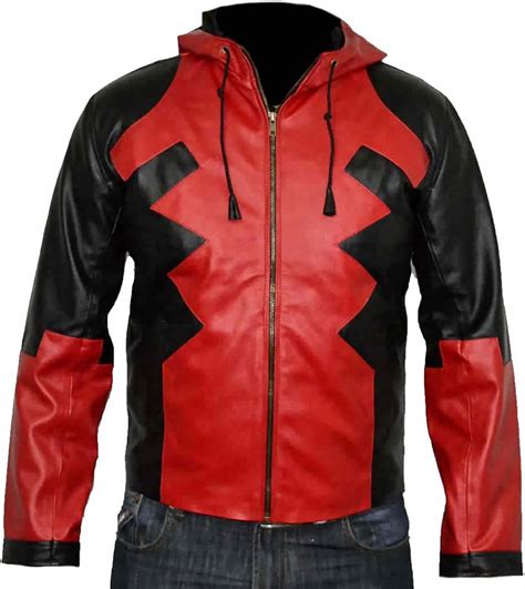 Mens Big Fashion Deadpool Hoodie Leather Jacket 4x Large Faux Red At