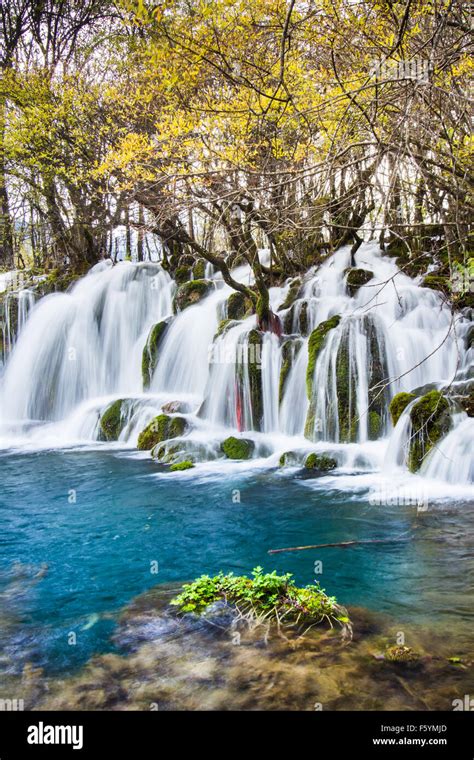 Waterfall Called Arrow Bamboo Is Nature Landscape At Jiuzhaigou Scenic