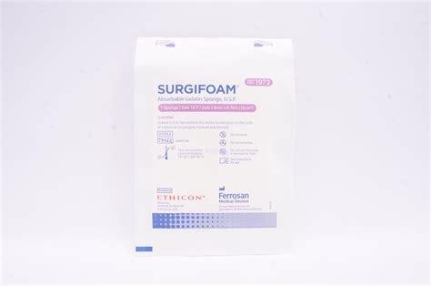 Ethicon 1972 Suroam Absorbable Gelatin Sponge Usp 12 7 2cm X 6cm