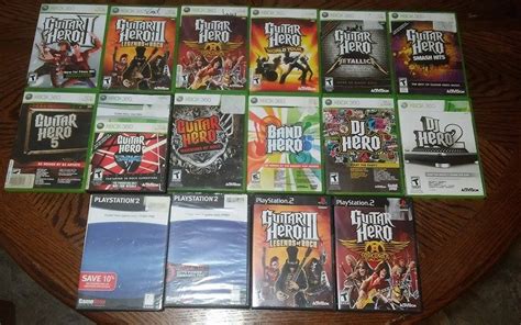 My Xbox 360 And Ps2 Collection Of Guitar Hero Based Games R Gamecollecting