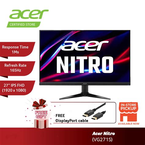 Acer Nitro Vg271s Vg271 27 Ips Fhd 165hz 1ms Amd Freesync G
