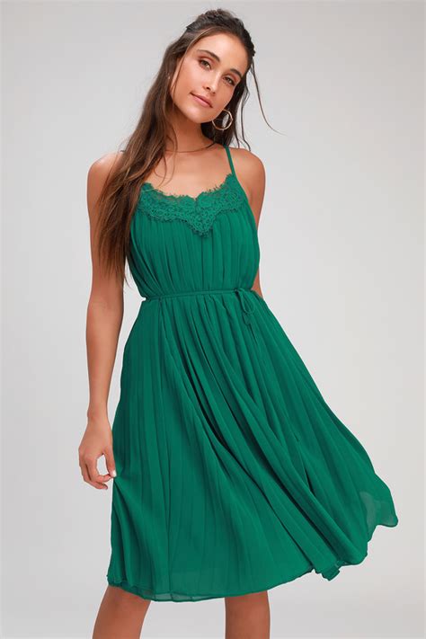 Cute Green Dress Pleated Midi Dress Green Midi Dress Lulus
