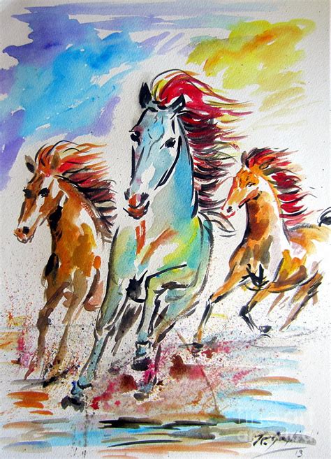 Wild Horses Running Painting By Roberto Gagliardi