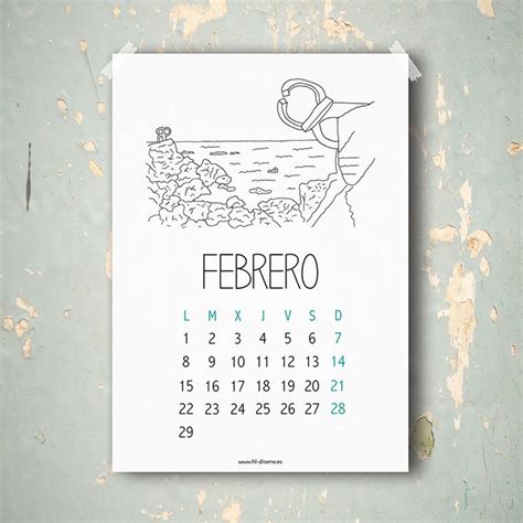 Calendario Febrero 2016 I Helena López Diseño Gráfico Y Web