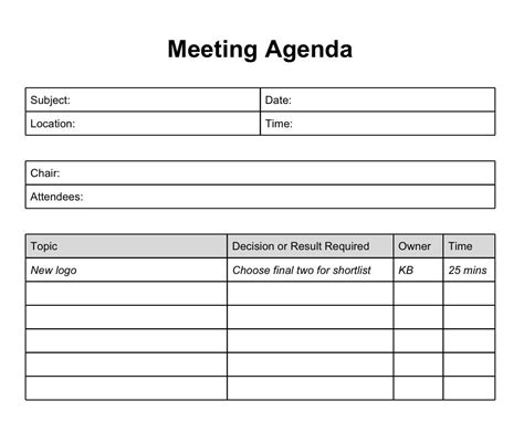 Meeting Notes Template Excel