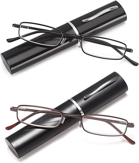 Doubletake Reading Glasses Pairs Slim Pocket Readers With Pen Clip