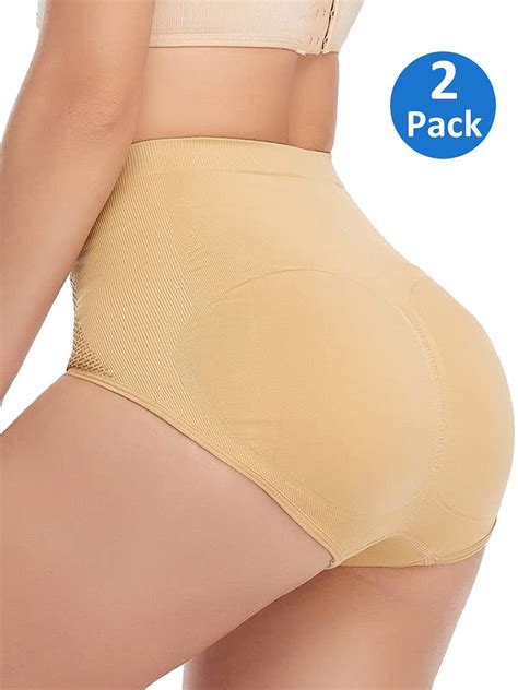 Miss Moly 2 Pack Womens High Waist Padded Butt Lifting Tummy Control Panties Underwear With