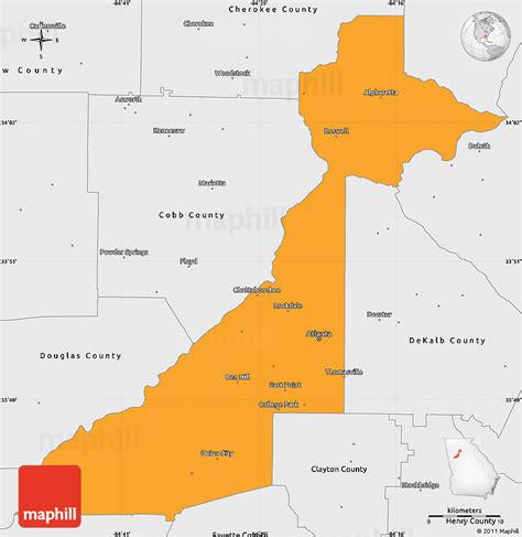 Political Simple Map Of Fulton County Single Color Outside Borders