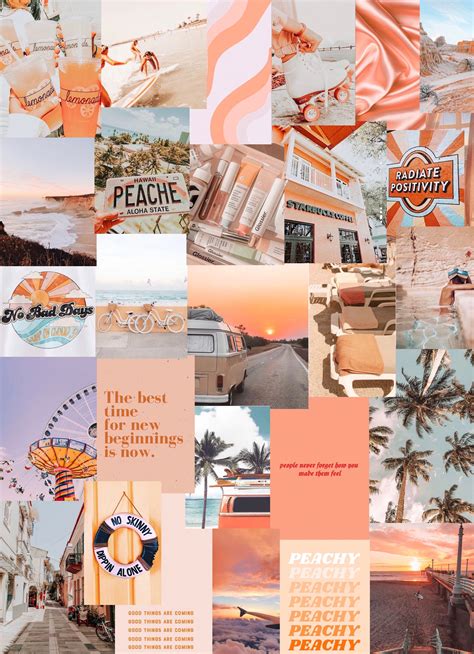 Peach Beach Photo Art Collage Pack Etsy