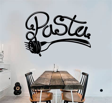 Vinyl Wall Decal Pasta Lettering Fork Italian Food Restaurant Italia