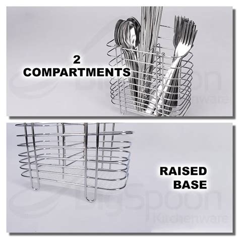 Bigspoon 2 Compartment Hanging Spoon And Fork Organizer Stand Cutlery