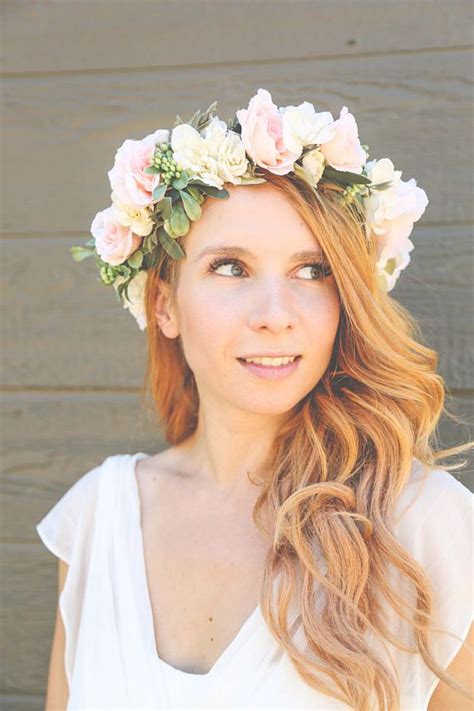 More Colors Ivory And Peach Flower Crown Flower Headband Etsy