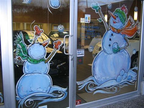 Snowmen Playing With Snowball Window Painting Christmas Window