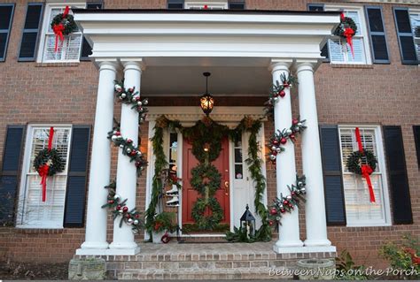 To make the space more fun and jubilant, start decorating take a stroll to get back porch ideas for decorating of christmas in all parts of the world, you will surely find the right ideas for your financial conditions and aesthetic. Front Porch Decorated for Christmas with Three Wreaths on Door and Pottery Barn Knock-off Garland