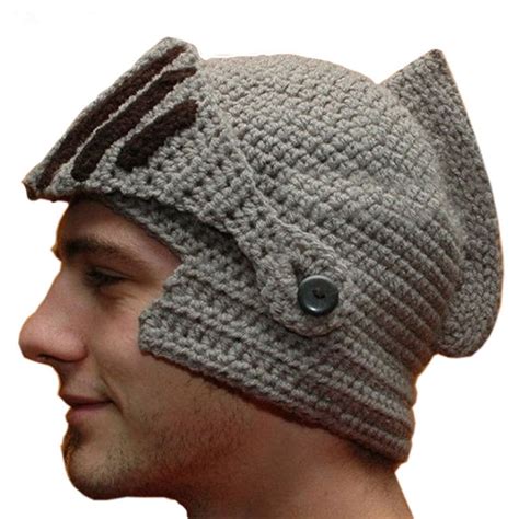 novelty new roman knight helmet caps cool handmade knit ski warm winter hats men women s t