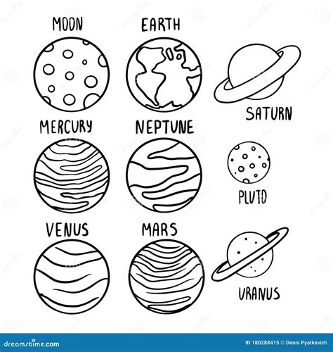 Doodle Sketch Illustration Of The Planets Of The Solar System Cartoon