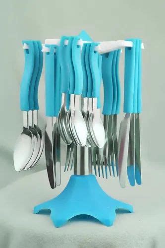 Stainless Steel Multicolor Spoon And Fork Set For Home Size 7 Inch