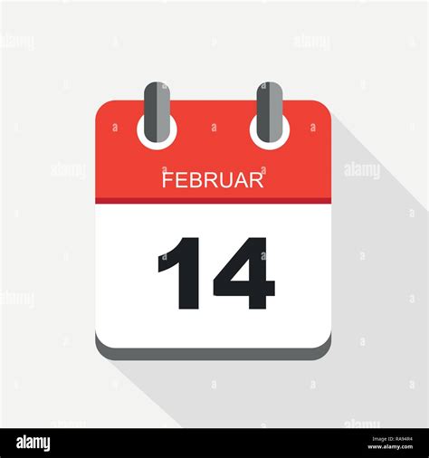 Valentines Day Red Calendar Icon Vector 14th February Vector