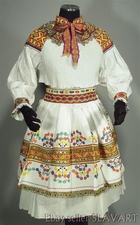 beautiful slovak folk costume rare embroidered wedding kroj zliechov skirt apron collectibles