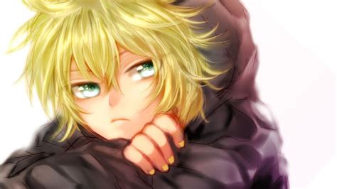 Cute anime boy with brown hair and green eyes. Vocaloid Kagamine Len green eyes anime boys wallpaper | 1600x900 | 249197 | WallpaperUP