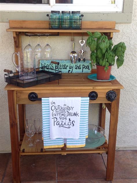 Made An Outdoor Bar From A World Market Potting Bench Potting Bench