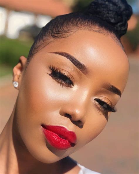 Glow princess melanin african beauty red lips black dark skin women head wrap. Embedded | Dark skin makeup, Red lips makeup look, Red lip ...