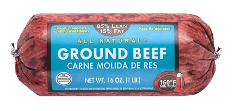All Natural 85 Lean 15 Fat Lean Ground Beef Roll 1lbs Fresh
