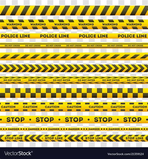 Set Of Yellow Police Warning Lines Royalty Free Vector Image