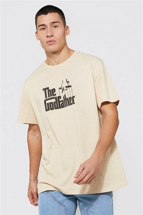 Graphic Tees Boohooman Mens Oversized The Godfather License T Shirt Sand