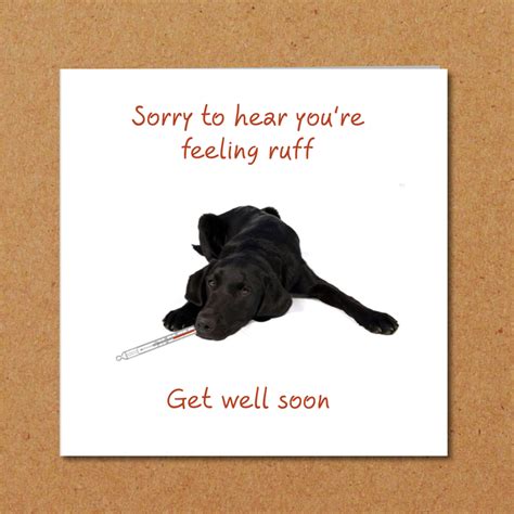 Get Well Soon Card Feel Better Soon Speedy Recovery Sick As A Dog