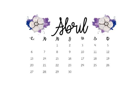 Abril 2020 Descarga Este Lindo Calendario Calendario Portada De
