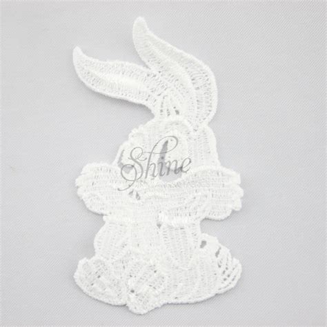 bunny rabbit guipure lace motif white shine trimmings and fabrics