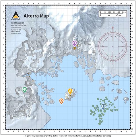 High Res No Spoiler Printable Map For Subnautica Below Zero Land Unlost
